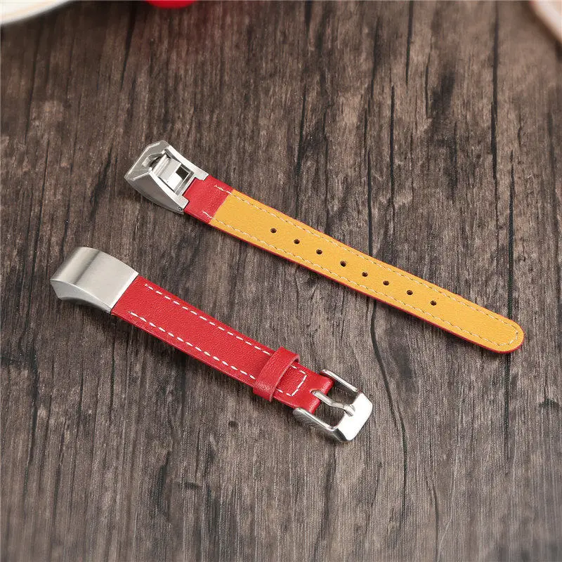Red Ремешок из натуральной кожи для Fitbit часы Alta ремешок мужской женский браслет красочные часы заменить Мужские t ремень - Цвет ремешка: Red