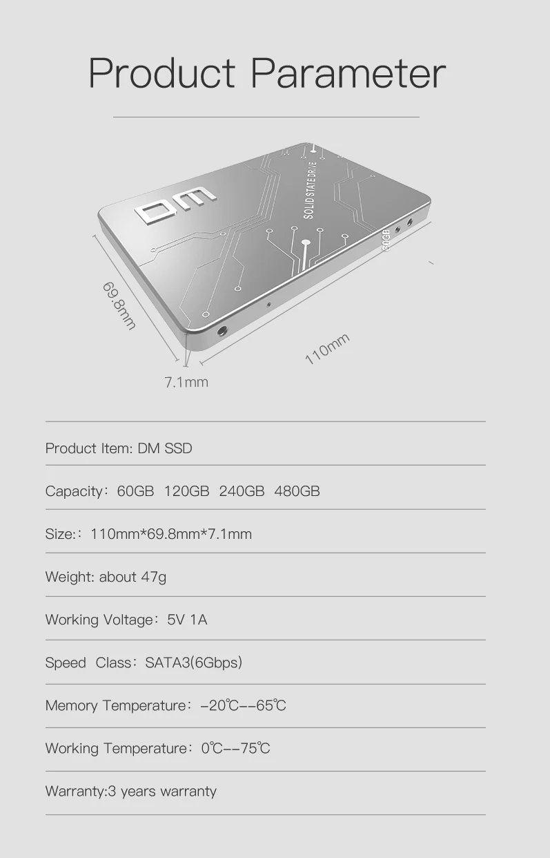 DM Fs500 SSD 480 ГБ 240 ГБ 120 ГБ Внутренний твердотельный накопитель 2,5 дюймов SATA III HDD жесткий диск HD SSD ноутбук ПК