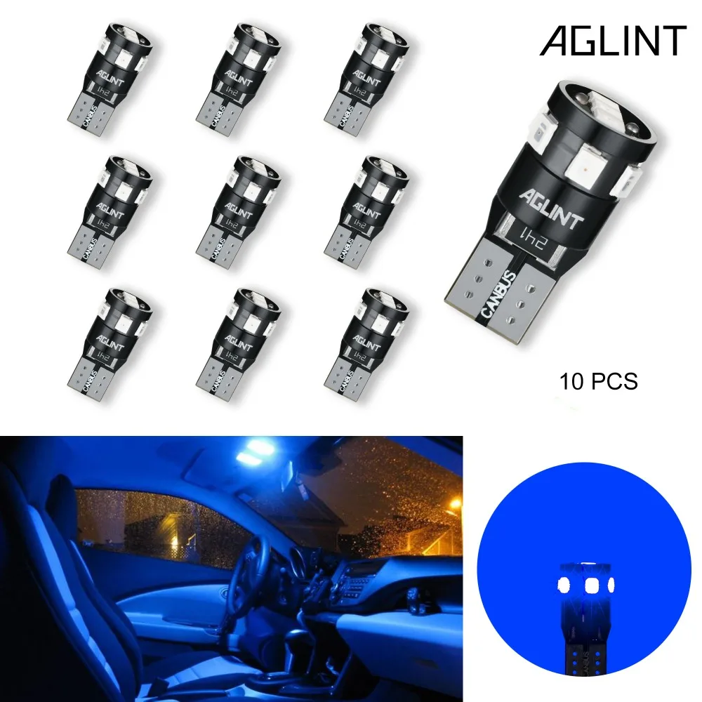 AGLINT 10 шт. 12 В постоянного тока W5W T10 светодиодный CANBUS без ошибок OBC 2835SMD 9 чипов