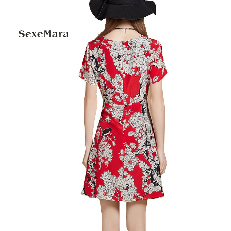 2017 Летняя женская новая круглый вырез горловины с короткими рукавами платье