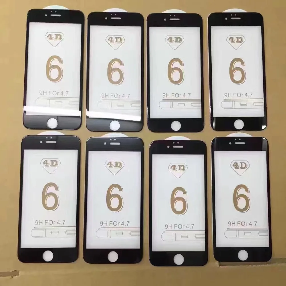 3D круглый изогнутый край 4D холодная резьба закаленное стекло для iPhone 6 6s 6Plus