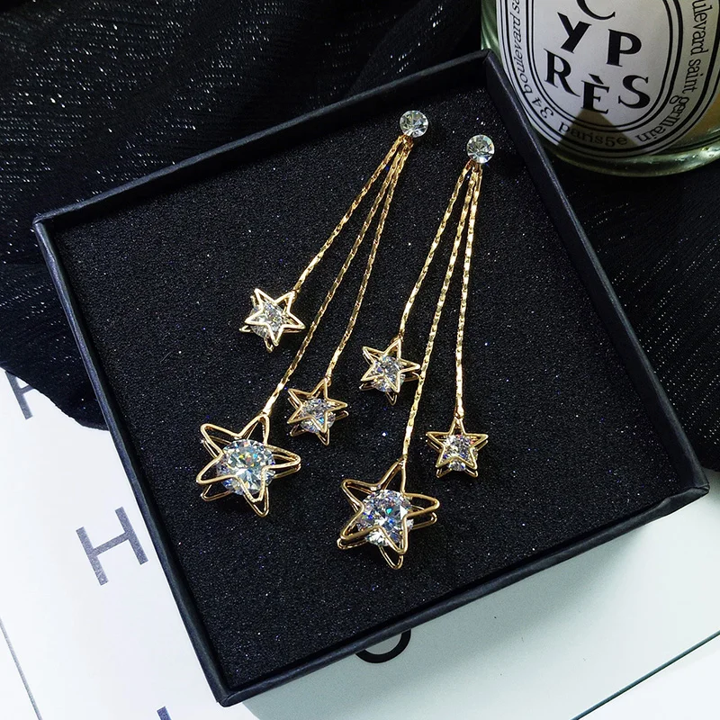 Женские серьги капельки с фианитом круглые и большие в подарок 004|tassel drop earrings|tassel