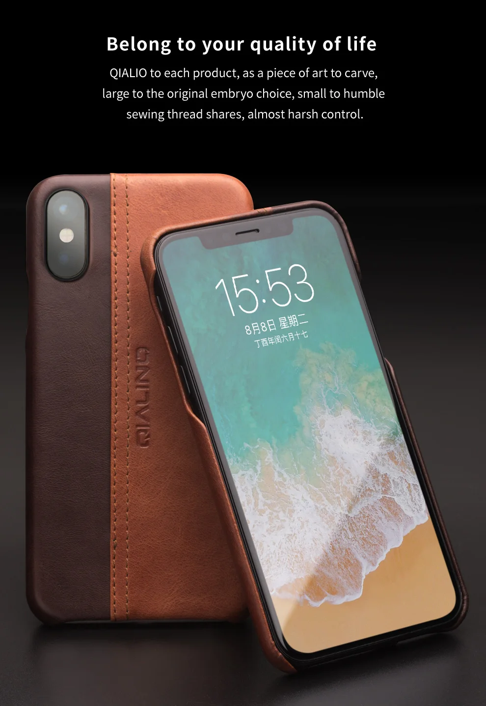 QIALINO Роскошный чехол из натуральной кожи в деловом стиле для iPhone X, модная тонкая задняя крышка ручной работы для iPhone X 5,8 дюймов