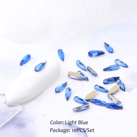 Light Blue 10 шт ногтей Стразы Кристалл страз камни плоские с оборота капли формы 3D декоративный Маникюр алмаз для дизайна ногтей CH905 - Цвет: Light Blue