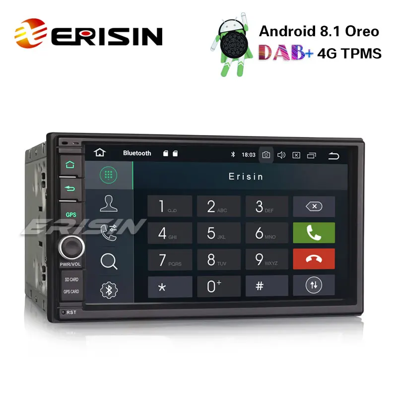 Erisin ES3641U " двойной Din DAB+ 4G Android 8,1 автомобильный стерео WiFi DVR DTV OBD SatNav Bluetooth радио