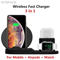 10w qi wireless charger stand for iphone 8 plus x xs max xr 3 in 1 wireless fast charging pad dock for apple airpods apple watch