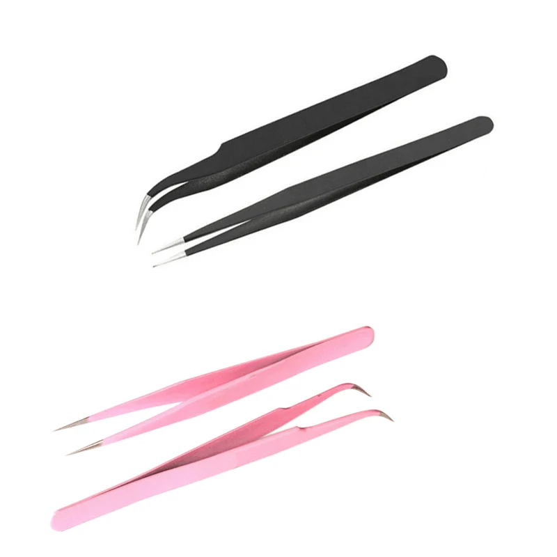 Прямые и изогнутые пинцеты для дизайна ногтей 2 шт. пинцет наращивания накладных