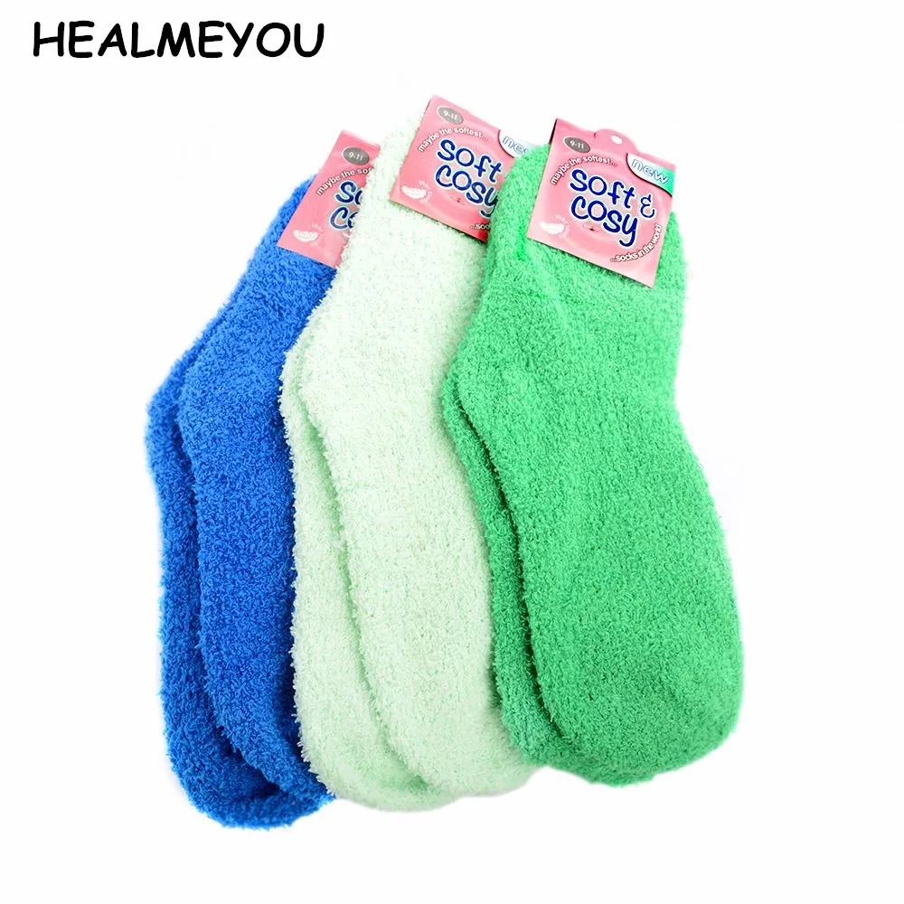 

New Women Winter Women Ladies Soft Warm Fluffy Bed Socks Thickening Velvet Bow Thermal Sock calcetines mujer