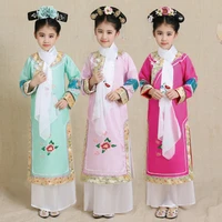 girl qing dynasty traditional princess costume children ancient costume embroidery hanfu ancient court dress for cosplay stage