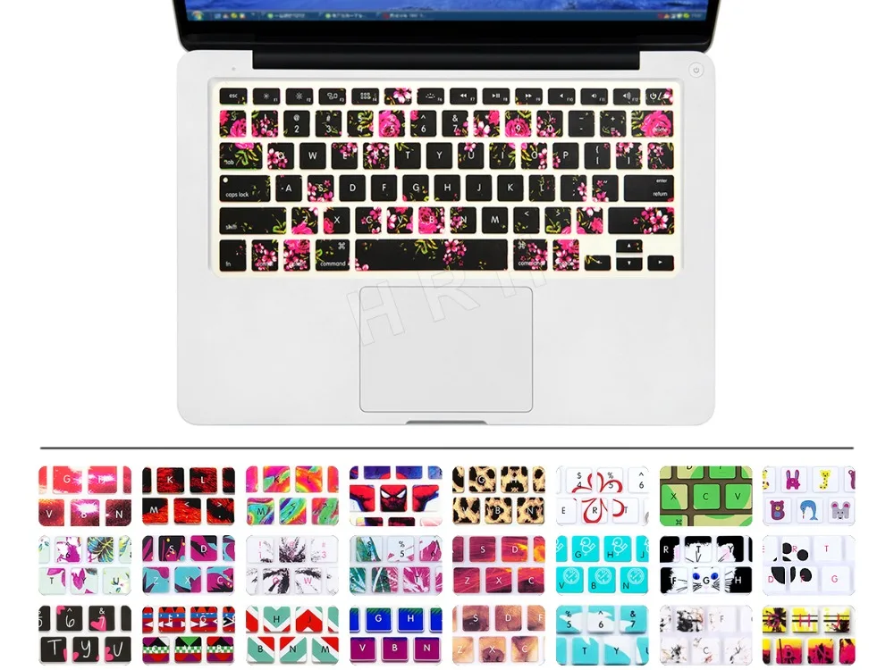 1 шт. черный цветочный узор силиконовая клавиатура для ноутбука Защитная пленка