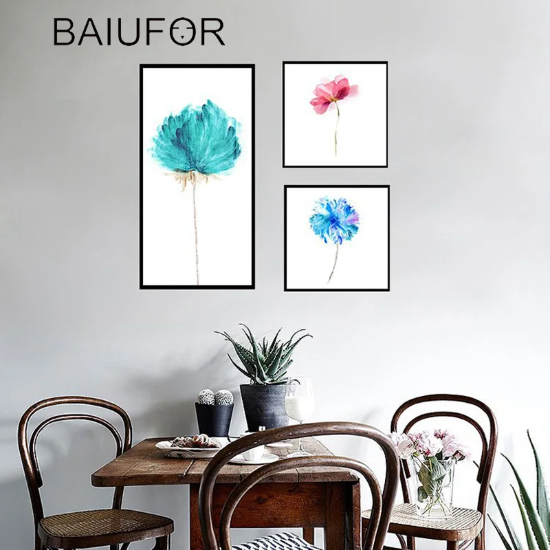 BAIUFOR Modern Watercolor Plant Flower Painting A4 Canvas Print Nordic Posters Floral Wall Picture Living Room Home Decor quadro | Дом и сад
