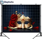 DePhoto фон для фотосъемки стильные карнавальные вечерние красные розовые золотые маски с бриллиантами фон для фотосъемки на заказ