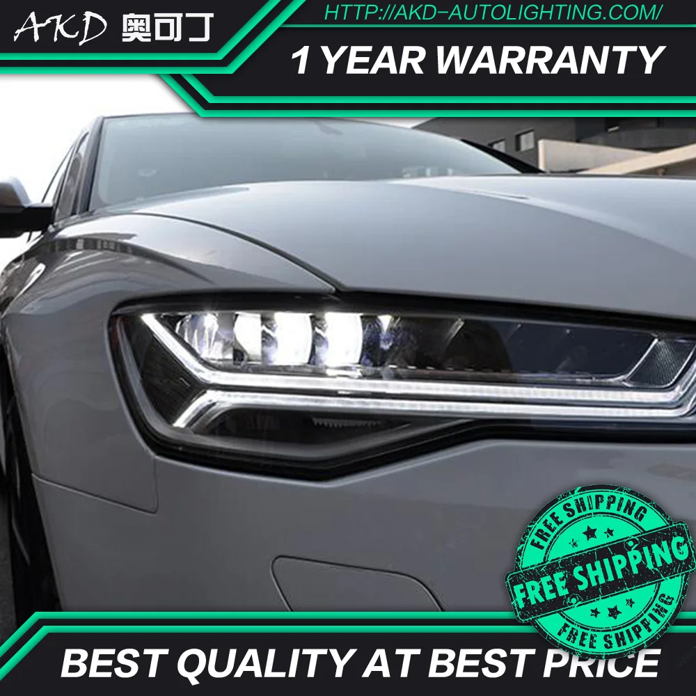 AKD Тюнинг автомобилей фары для Audi A6 2012- светодиодные фары DRL ходовые огни биксеноновые фары Противотуманные фары с ангельскими глазками авто уровень