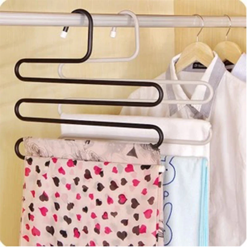 S-type Pants Trousers Storage Rack Multi-layer Stainless Steel Scarf Hanger Home Wardrobe Closet Organizer | Дом и сад