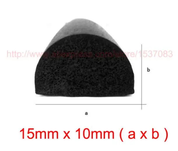 15 x 10mm 2 метра двери окна самоклеющиеся epdm Резиновый вспененный полукруглый уплотнитель и плоская уплотнительная полоса - Цвет: 15 x 10mm