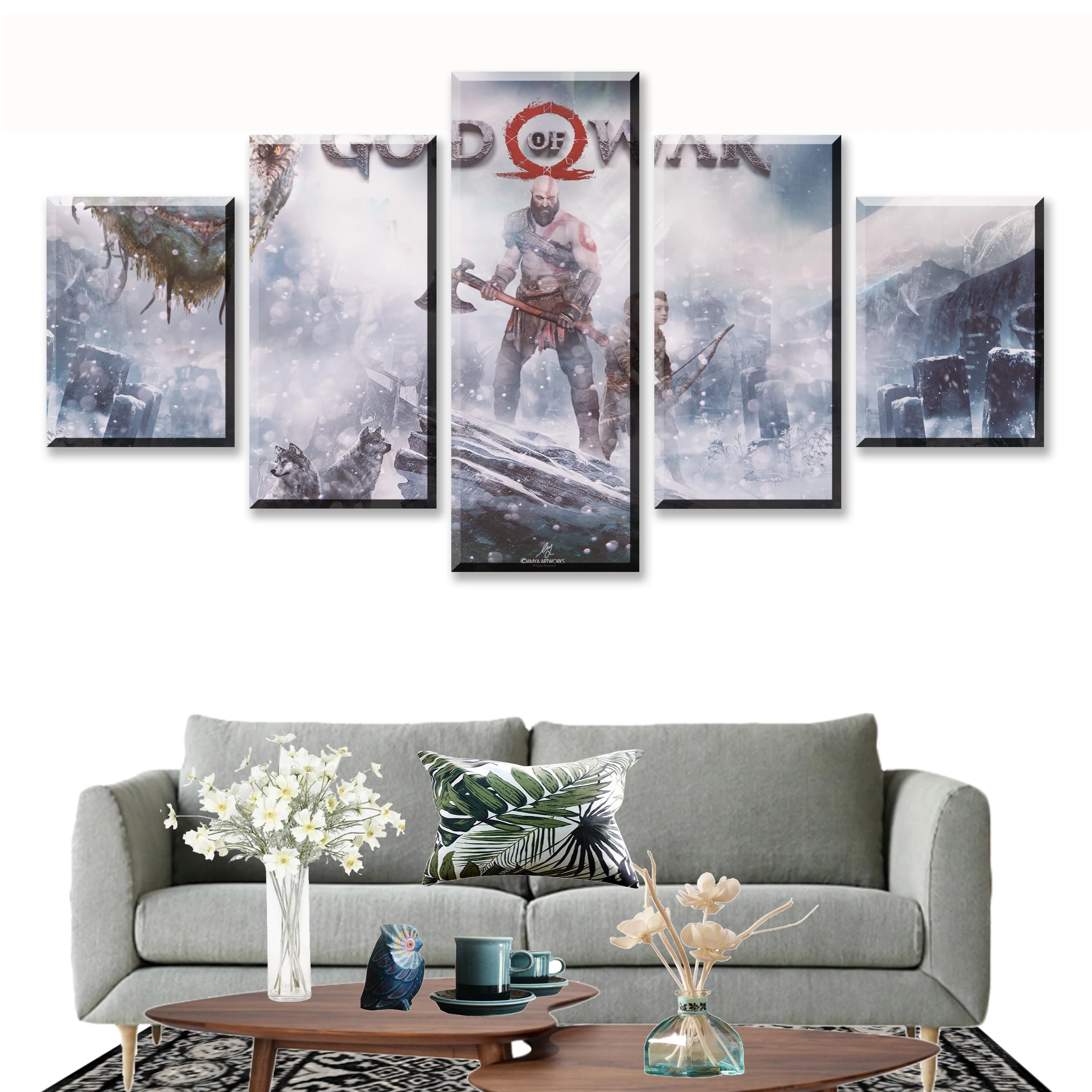 

Modern Canvas Hd Printed Poster 5 Pieces God Of War Painting Game Home Decoration Wall Art Pictures Living Room Modular Framed