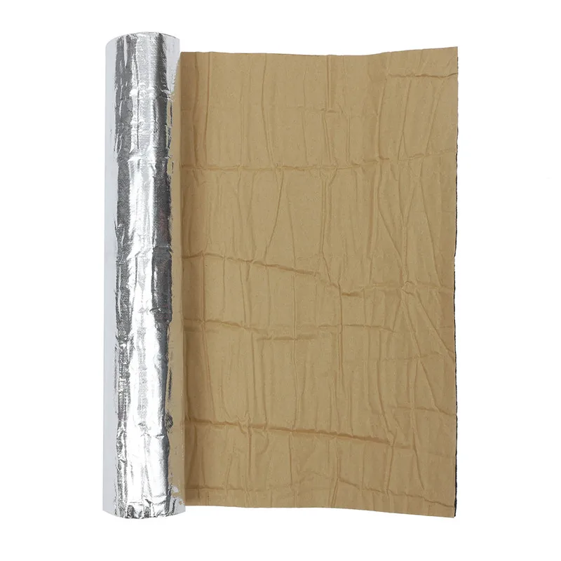 50x100cm Car Audio Sound Deadener Vibration Control Proof Aluminum Foil Cotton Heat Insulation Mat DoorTrunk Hood Self Adhesive