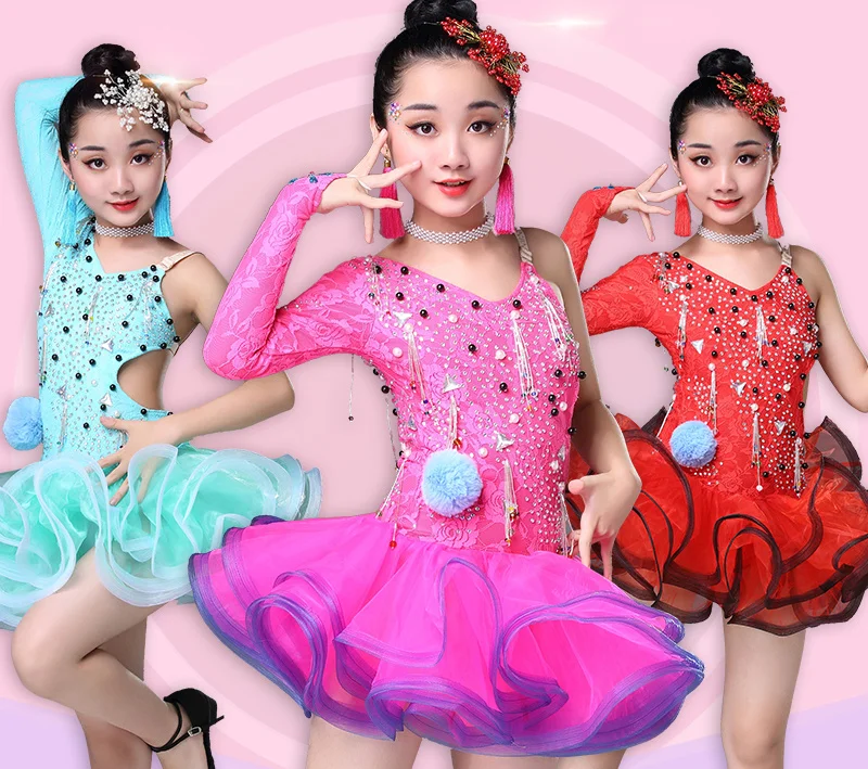 Новинка 2018 детское платье для бальных танцев международного стандарта девочек