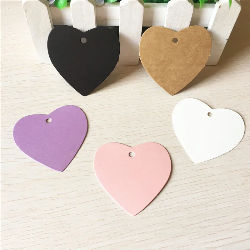500Pcs/Lot Heart Shape Kraft Paper Cardboard For Jewelry Wedding Candy Cake Carrying Cases Price Tag Packing Hang Tags |