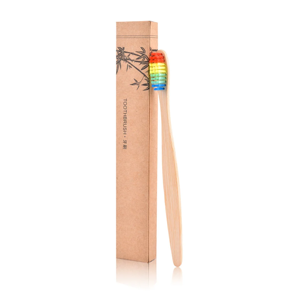 Бамбуковая зубная щетка мягкая щетина Радуга Зубы отбеливающий для полости рта
