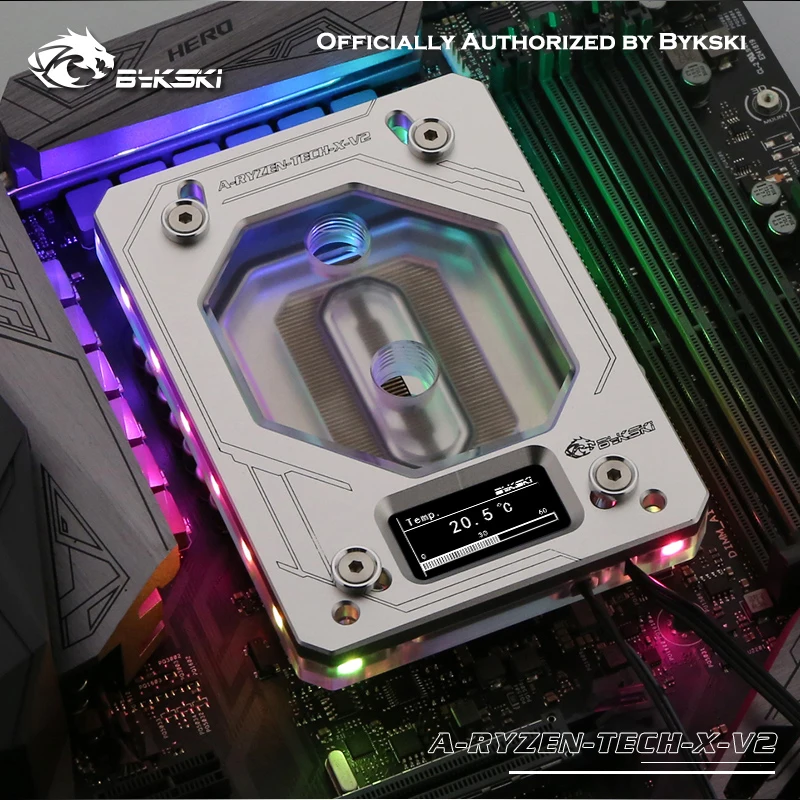 Bykski CPU водный блок A RYZEN TECH X V2 цифровой дисплей OLED для AMD AM3 + AM4 AURA поддержка водяного