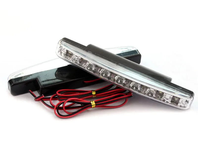 Safego 2pcs Universal Car DRL Daytime Running Lights Waterproof 8 LED Day Time light Kit Super White 12V DC Head Lamp | Автомобили и