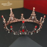 himstory handmade crowns tiaras for brides black red rhinestone retro baroque crown hairbands headpiece prom hair jewelry