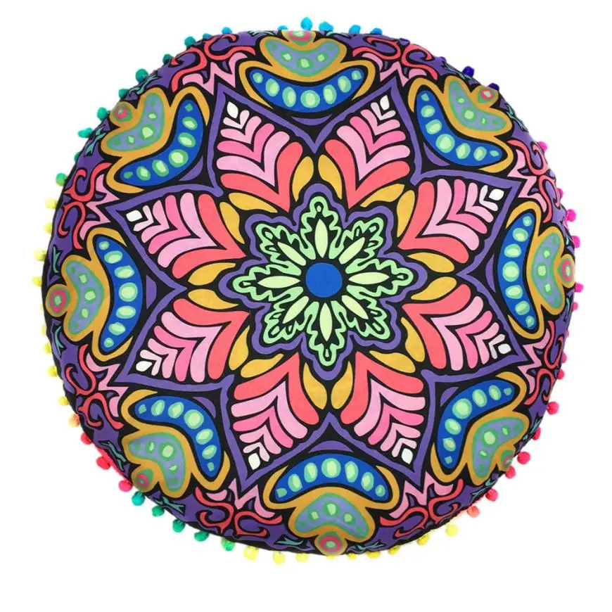 Индийская мандала круглые подушки напольные богемные чехол L528|cushion cover|bohemian