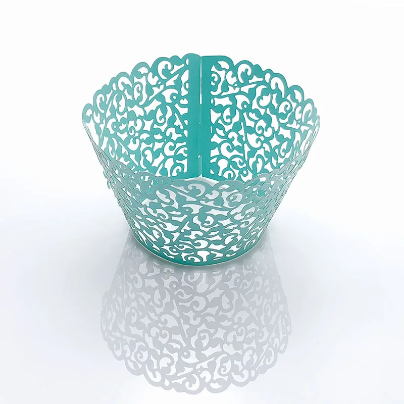 Tiffany Blue HOMEBEGIN, 50 шт., маленькая лоза, кружевная лазерная резка, обертка для кексов, подкладка для выпечки, чашка для свадьбы, дня рождения, рождественской вечеринки - Цвет: Tiffany Blue