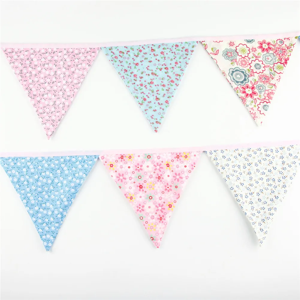 12 шт./компл. хлопковый треугольный флаг для дня рождения вечеринки цветной принт
