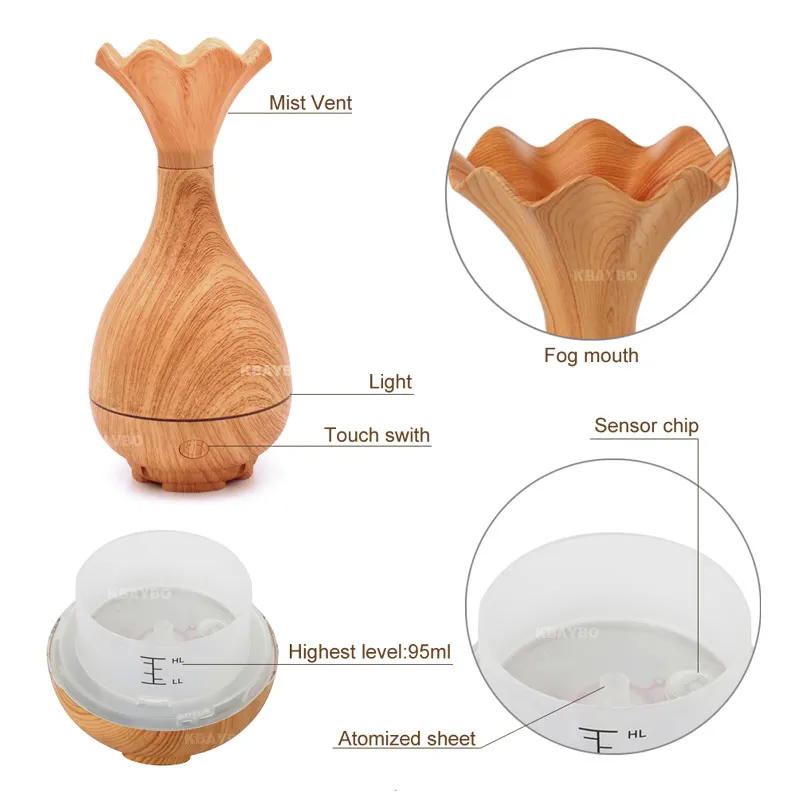 

Cold mist humidifier ultrasonic aromatherapy diffuser wood grain, suitable for office, home