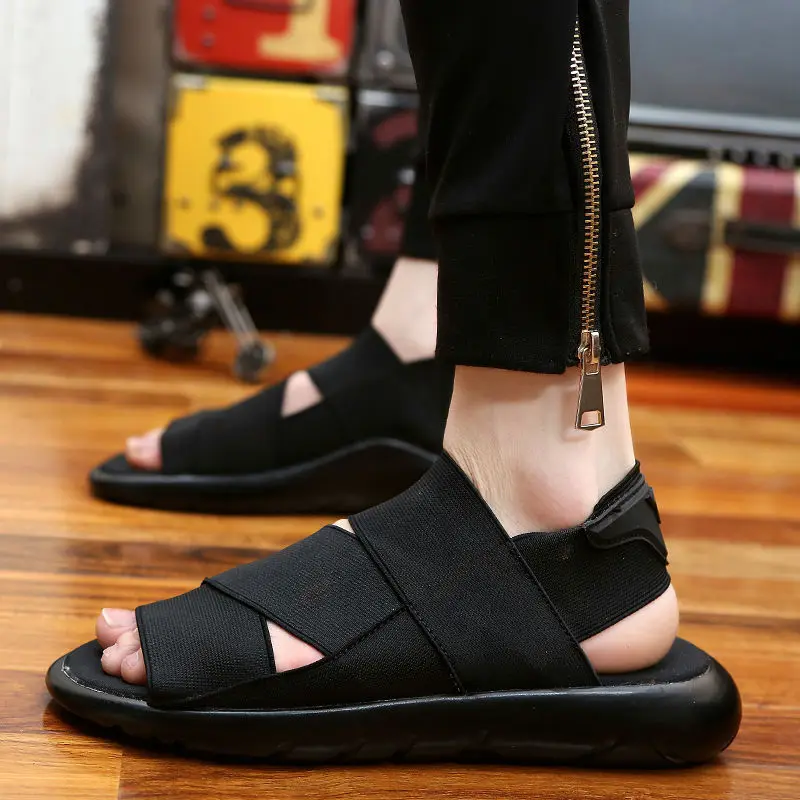 Сандалии мужские с эластичным ремешком повседневная обувь открытым носком