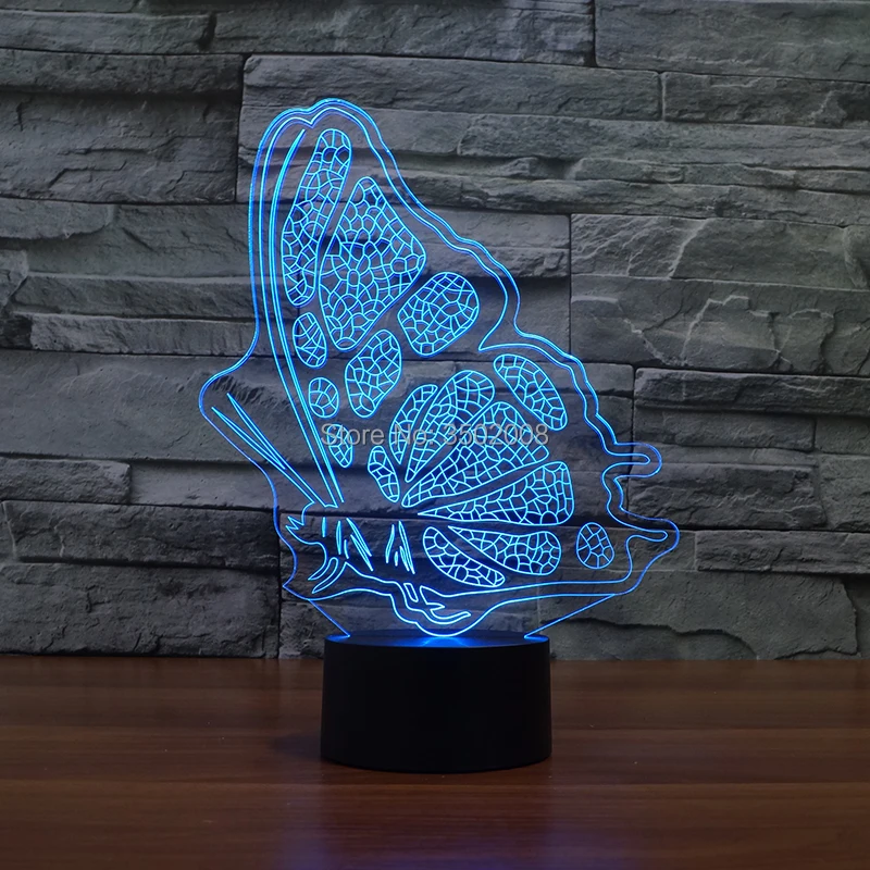 Мультфильм красивый 3D Бабочка Дизайн ночника 7 меняющихся цветов LED usb свет как