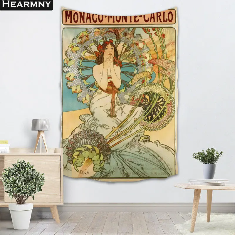 Alphonse Mucha гобелен настенный Декор рождественское шоу кусок для украшения дома палатка путешествия спальный коврик - Цвет: 1
