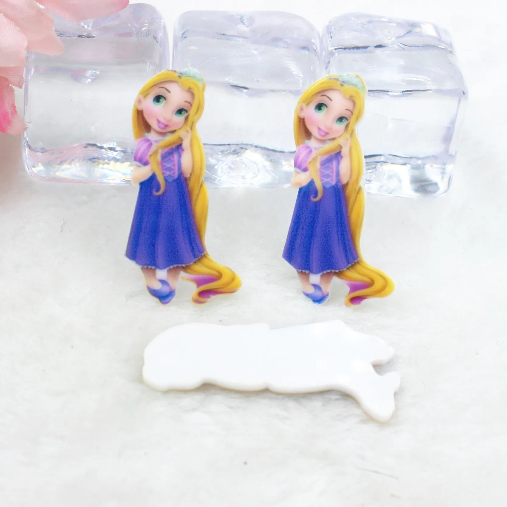 Мультяшное плоское заднее украшение из смолы фигурка принцессы Рапунцель
