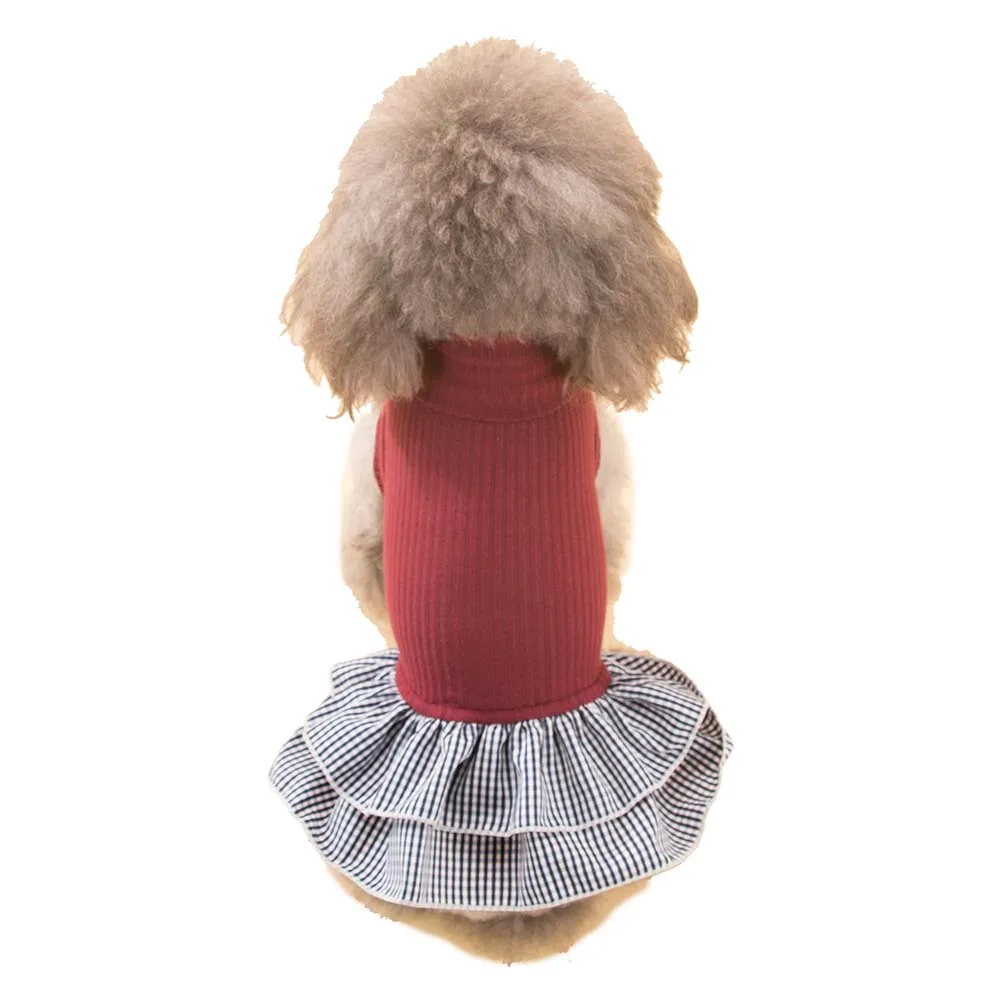 Hipidog Pet Малый собаки кошки одежда трикотажная рубашка клетчатая юбка милая собака