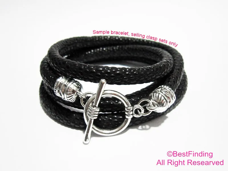 

6mm Round leather clasp End cap Toggle clasp sets Bracelet connectors