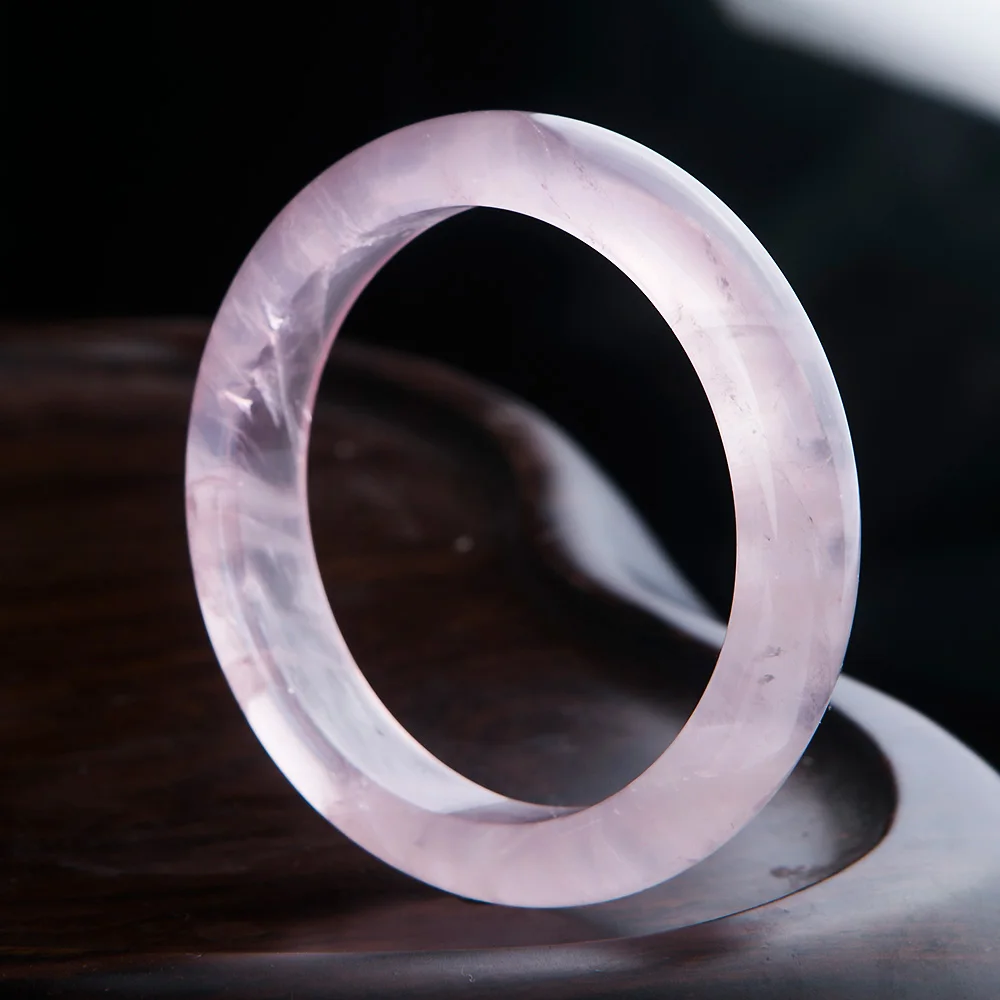 Top Quality Natural Rose Quartz Pink Gemstone Bangle Clear Stone Woman Love Fashion Bracelet Inner Diameter 59mm AAAAA Jewelry | Украшения