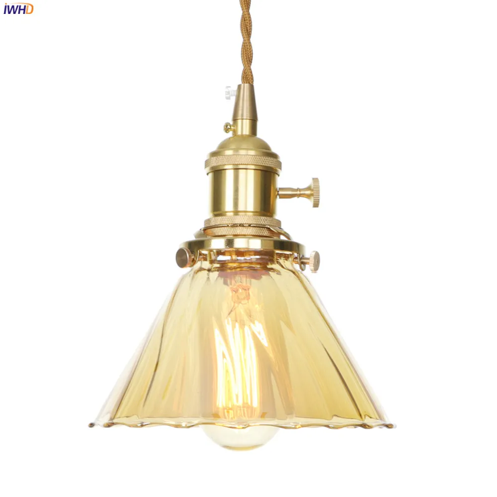 IWHD Nordic Glass Copper Pendant Light Fixtures Dinning Living Room Edison Vintage Hanging Lamp Hanglamp Suspension Luminaire | Лампы и
