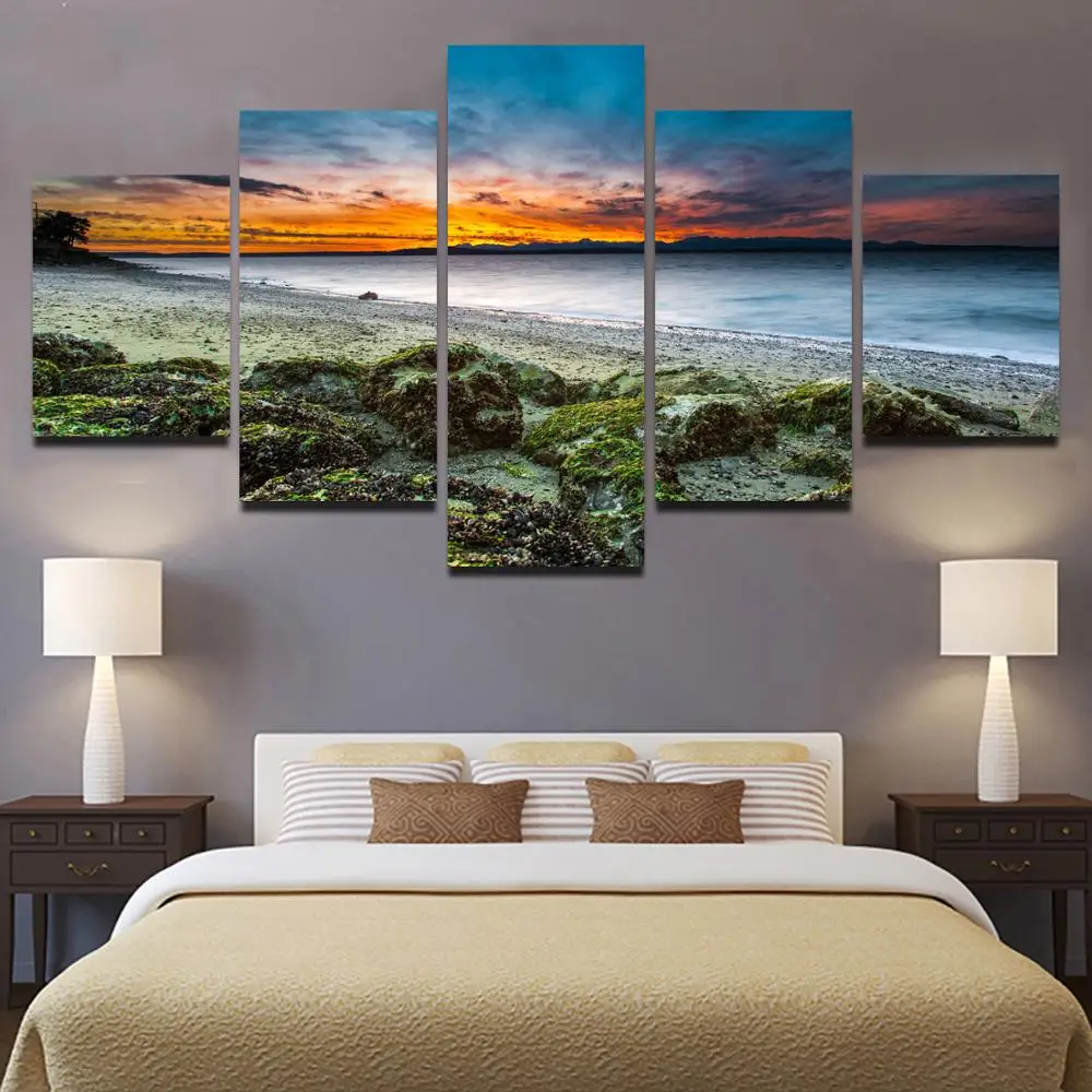 

Drop shipping 5 Panel Wall Art Pictures Canvas Painting abstract canvas poster painting decoration for living room LW267