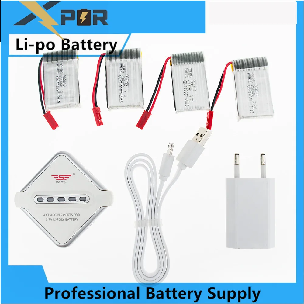 4 шт. Квадрокоптер Дрон Bateria 3 7 V 750mAh Lipo 1 S батарея с в SJ зарядное устройство набор