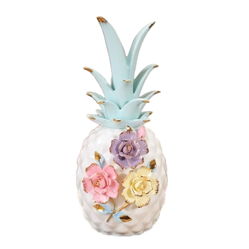 VILEAD 10'' 8.8'' 2 Size Colorful Mosaic Flower Ceramic Pineapple Miniatures Figurines Fruit Crafts for New Year Home Decoracion |