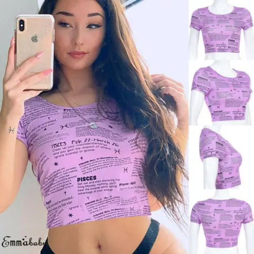 Новинка 2019 Женская Летняя Пляжная футболка с коротким рукавом облегающий