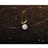 doreenbeads fashion invisible transparent fishing line necklace rhinestone pendant zircon neck lace women minimalist jewelry