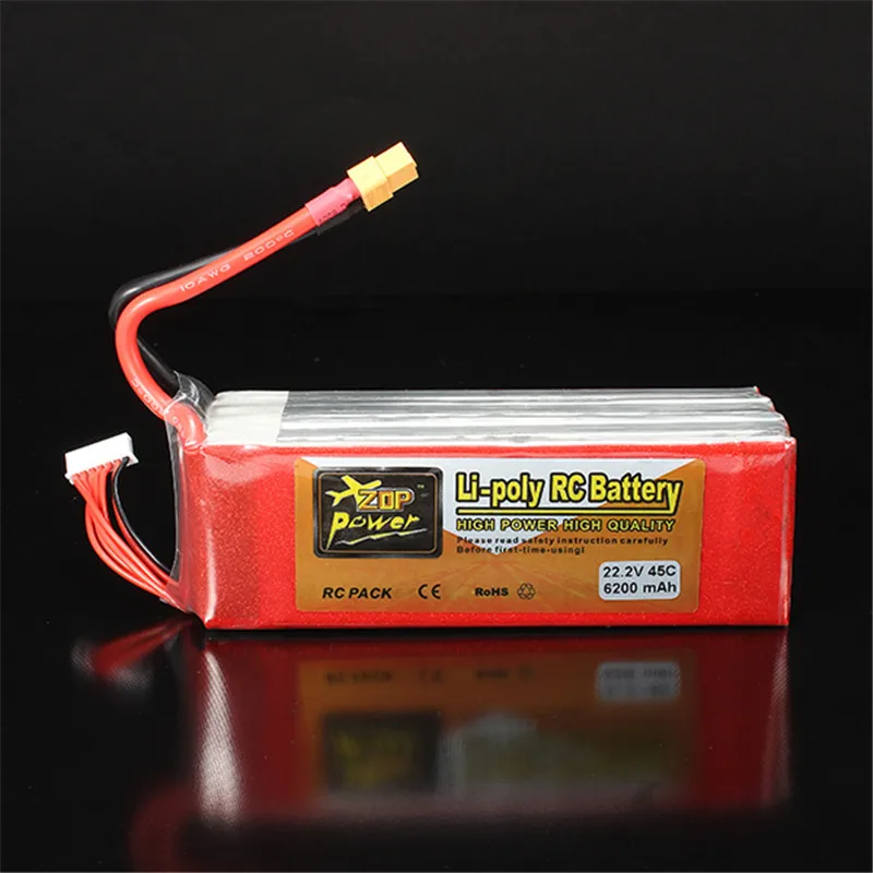 Новейший ZOP power 22 2 V 6200mAh 6S 45C перезаряжаемый Lipo аккумулятор XT60 с батарейным