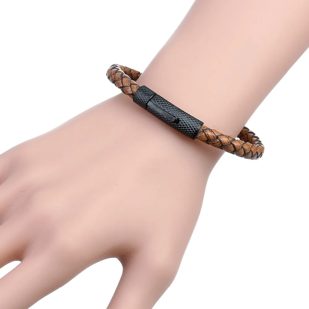 DC New Fashion Vintage Mens Genuine Leather Bracelet Stainless Steel Clasps Wrap for Men Women Jewelry 2019 | Украшения и