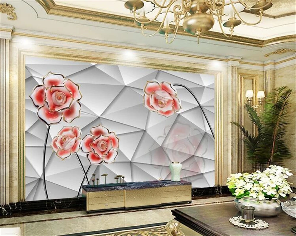 

beibehang 3d wallpaper custom fashion home interior embossed floral wallpaper European TV background papel de parede wallpaper