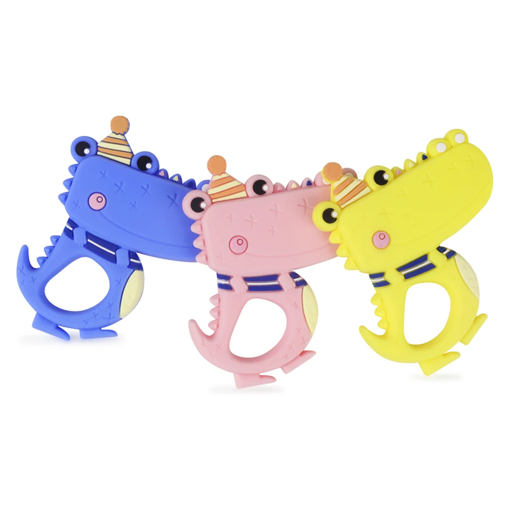 

Silicone Teether Cartoon Crocodile Food Grade Silicone Baby Teething DIY Necklace Toys Nursing Accessories And Gifts