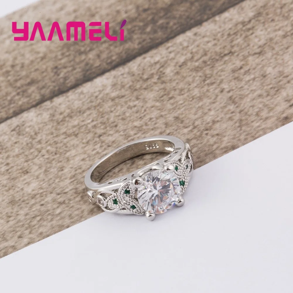 Винтаж со шпильками с белым кубическим цирконием 925 пробы Серебряные кольца для