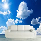 Пользовательские 3D фото обои голубое небо белые облака Солнечный свет Пейзаж большие фрески настенная живопись Гостиная ТВ фон Декор